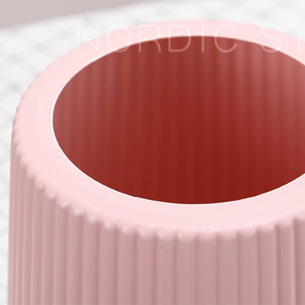 Vas Matt Keramisk Look Tjock Modern Minimalistisk Dekorativ Plastblomvas för Vardagsrum Sovrum Kontor 3516 Rosa