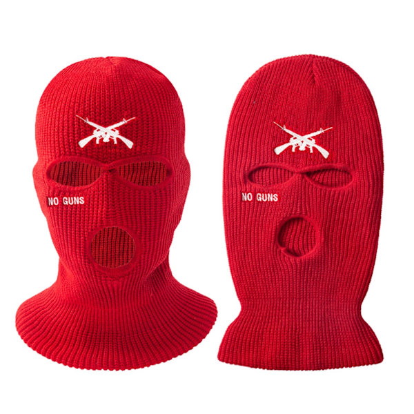 2022 Ny 3 Håls Balaclava Stickad Brev Broderad Ansiktsmask Varm Skidåkning Ansiktsmask för Män Kvinnor Utomhus Cykling Skidåkning Löpning