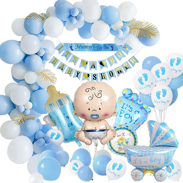Baby shower dekoration pojke, baby shower dekoration pojke med baby shower pojke set, blå dekoration baby shower pojke ballonger, Its a Boy banner,
