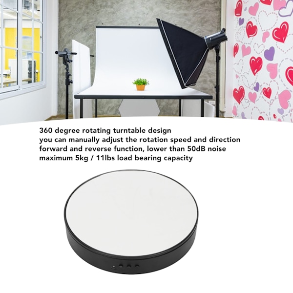 Roterande Displaybas Svart 360 Grader 5kg Lastkapacitet Batteri Eller USB-ström Lågt Ljudnivå Vridbar Displayställ
