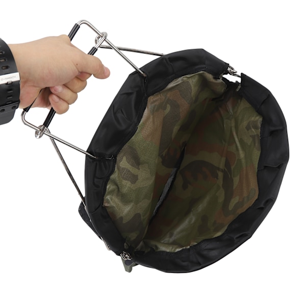 Fiske Nätväska Mesh Väska Rostfritt Stål Fjäder Nylon Kamouflage Fällbar Stor Kapacitet Hållbar Oxford Tyg Enhandsmanövrering för Fiske Dykning