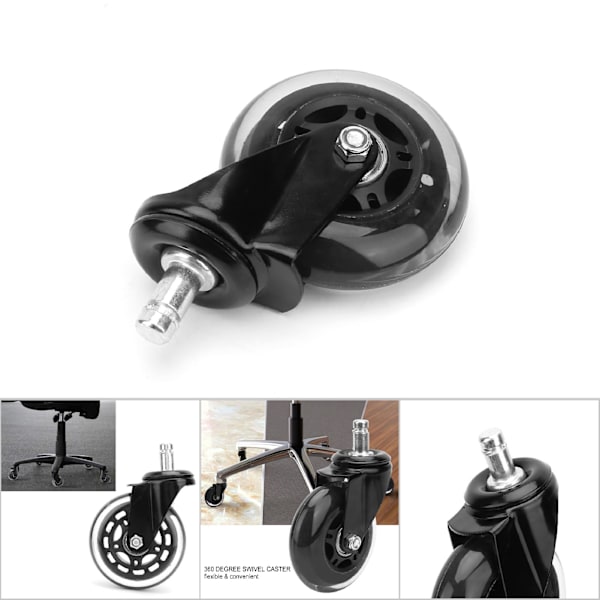 5 st 3 tum Swivel Caster Kontorsstol PU Rullhjul Möbelvagn Rull (#2)