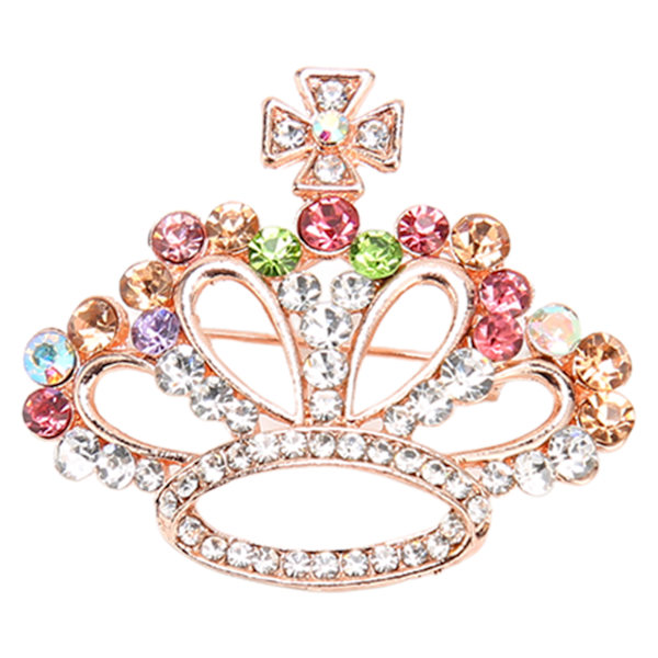 Kristall Rhinestone Kron Brosch Pin Färgad Prinsessa Drottning Tiara Kron Broscher för Kvinnor Flickor Bröllopsfest Födelsedag