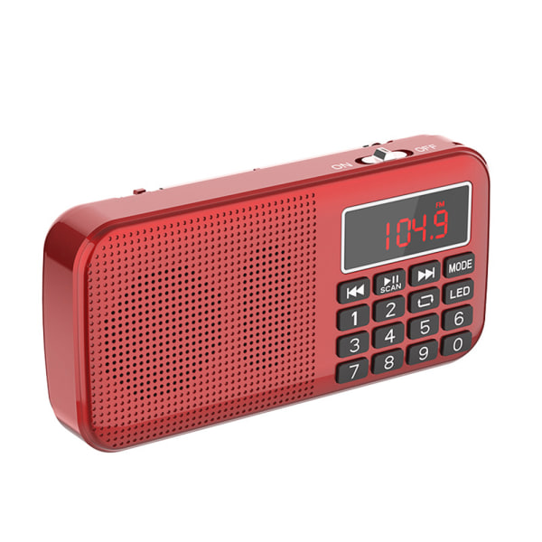 FM VHF-radio, liten, bärbar radio, väckarklocka, radio batteridriven med 3000 mAh uppladdningsbart batteri, USB/SD/TF/AUX-spelare, digitalradio med