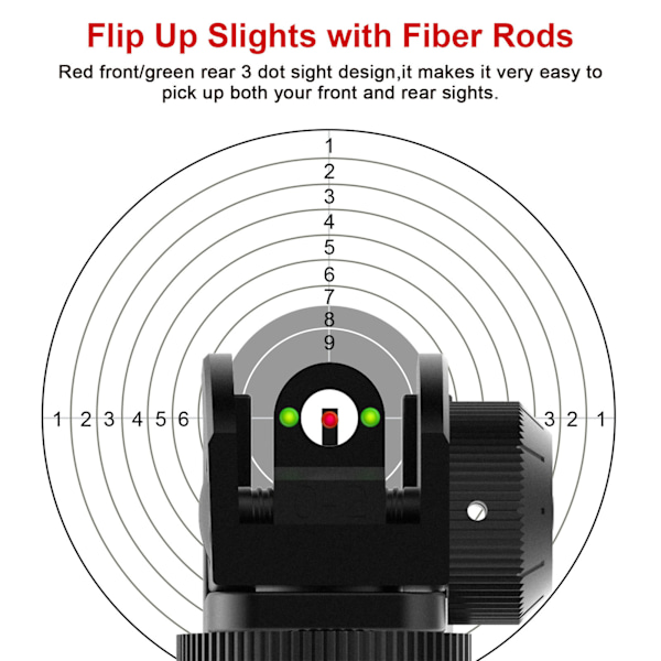 Aluminiumlegering 950 Fiber Flip Up Sights 45 Graders Offset Flip Up Järnsikten Fällbara