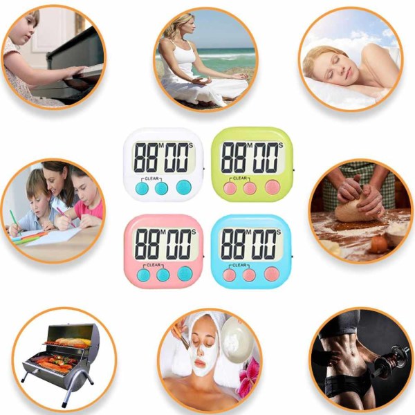 4-pack digital kökstimer, stark magnetisk elektronisk nedräkning och uppräkning, högt larm, liten storlek