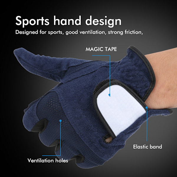 Män Golfhandskar Vänster Hand Mikrofiber Svett Absorberande Mjuk Andas Golfhandskar Royal Blue23#