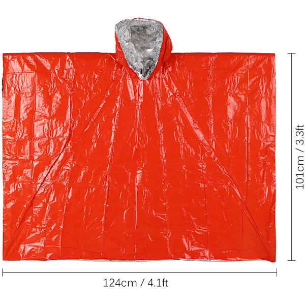 Emergency Blanket Poncho, lätt värmereflekterande vattentät Emergency Survival Rain Poncho för utomhusaktivitetskamera