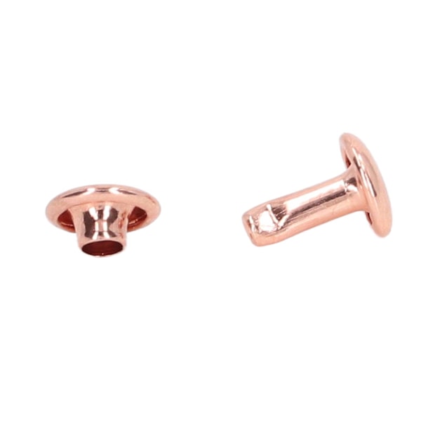 100 set dubbelsidiga nitar 7x8mm järnläder nitar DIY runda nitar för kläder väskor skobox roséguld