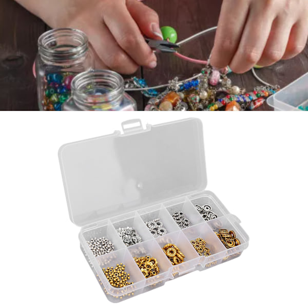 Smyckestillverkningssats i zinklegering, polering, klassisk, bärbar, enkel förvaring, pärlor för smyckestillverkningssats med låda