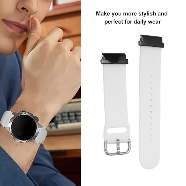Ersättningsarmband 20mm Vattentät Mjuk Snabbfrigörande Silikon Klockarmband för Garmin Fenix 7S Vit