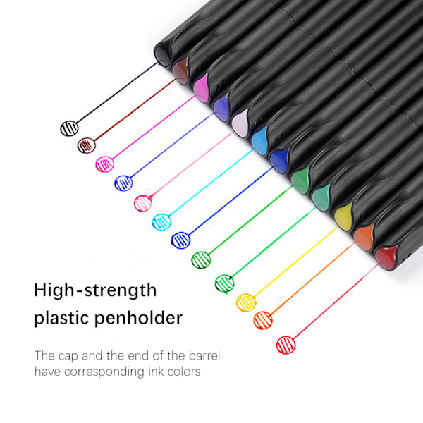 0,4 mm Fineliner Färgade Pennor för Linjeritning, Journalering, Markeringar, Målningstillbehör