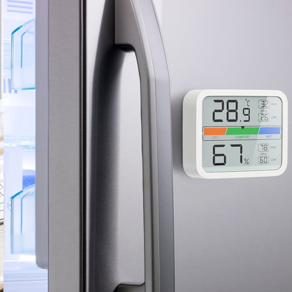 Hygrometer Termometer för dina inomhusbehov, komfortindikator på stor LCD-skärm säkerställer lättläst display, digital temperatur- och fuktighetssensor