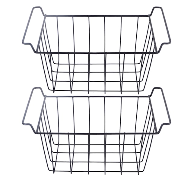 2 st Frystråd Förvaringskorg PE-belagd Hängande Hylla Organizer Bin Svart för Kylskåpshyllor L 39cm X B 20cm X H 20cm