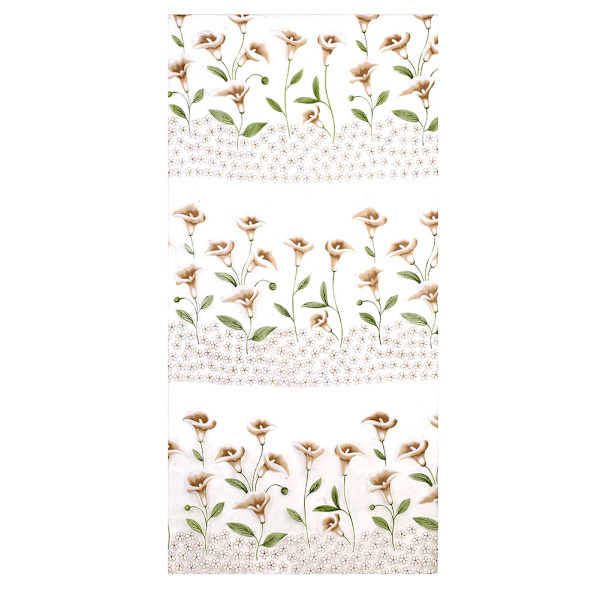 1*2m Calla Lily Blommönster Fönstergardin Transparent Hus Dekorativ Genomskinlig Drapering(Kaffebrun)