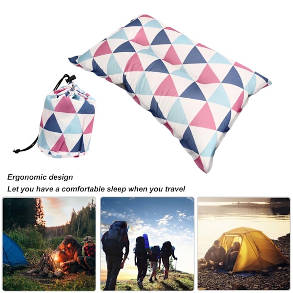 Automatisk uppblåsbar kudde med hög elasticitet kompressions skum etnisk stil causal uppblåsbar camping kudde för utomhus röd, blå och vit tryck