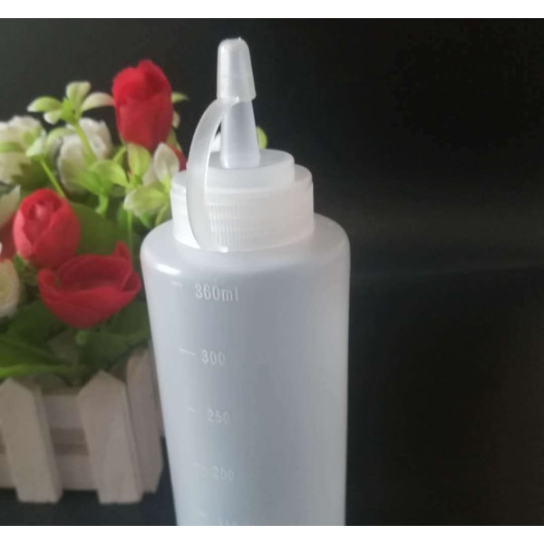 2-pack transparenta klämflaskor påfyllningsbar dispenser trycklock salladsdressing senap ketchup 360 ml