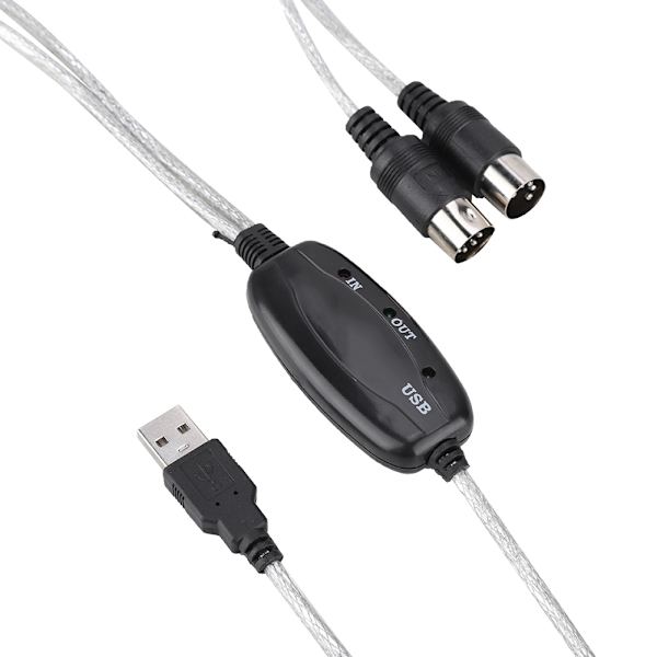 MIDI till USB-kabelkonverter MIDI-gränssnittsadapterkabel tangentbord musikredigeringslinje