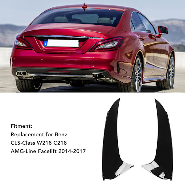 2 st Bakre Stötfångarspoiler Luftventilskydd Nedre Luftventilskydd Trim Ram Ersättning för Benz CLS‑Class W218 C218 Glansigt Svart