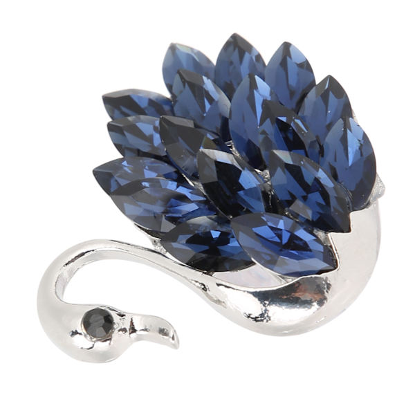 Kvinnors brosch, personlig elegant knappnålsbrosch med svanform för födelsedag, julklapp, silver, mörkblå strass