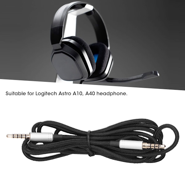 Flätad Tråd Gaming Headset Ljudkabel 3.5mm Plugg för Logitech Astro A10 A40 Hörlurar