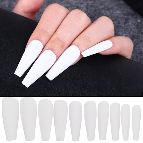 400st kistpress på naglar Ballerina falska nagelspetsar Långt cover Akryl falska naglar för kvinnor flickor Nail Art DIY-dekoration (Balck, vit, rosa