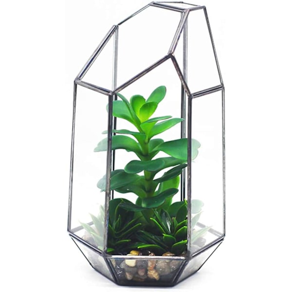5,5 tum glas geometrisk terrarium oregelbunden geometrisk klar glas planter suckulent hållare blomkruka luftväxter hållare fönster (inga växter)