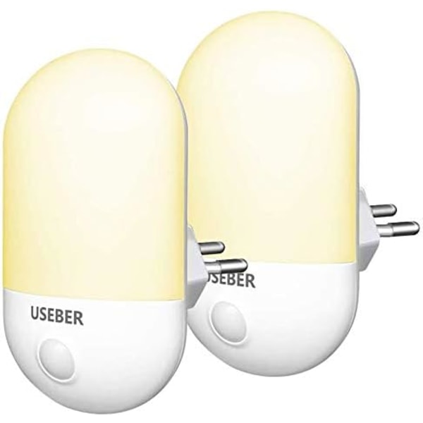 Automatisk Nattlampa med Skymningssensor, Energibesparande för Hallar Badrum (2-Pack)
