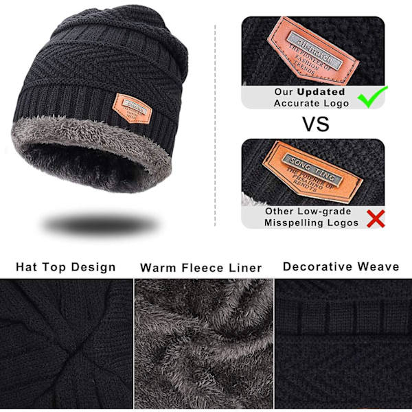 Hatt Halsduk Halsduk Solid Färg Pekskärm Handskar 3-delars Set