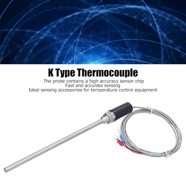 Termoelementsensor K-typ Temp Verktyg Rostfritt Stål Industritillbehör 0‑600℃ WRNT‑012 Mätare