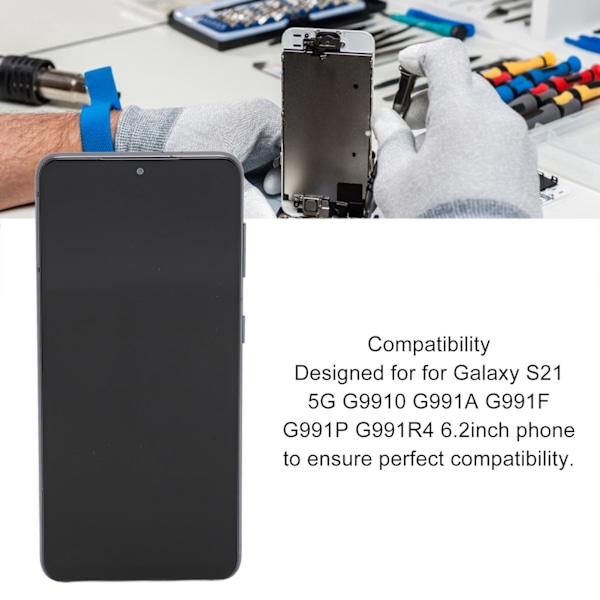 Telefon Touch LCD Digitizer Ersättning 6.2 Tum LCD Digitizer Touch Screen för Galaxy S21 5G för G9910 G991A G991F G991P G991R4 Svart
