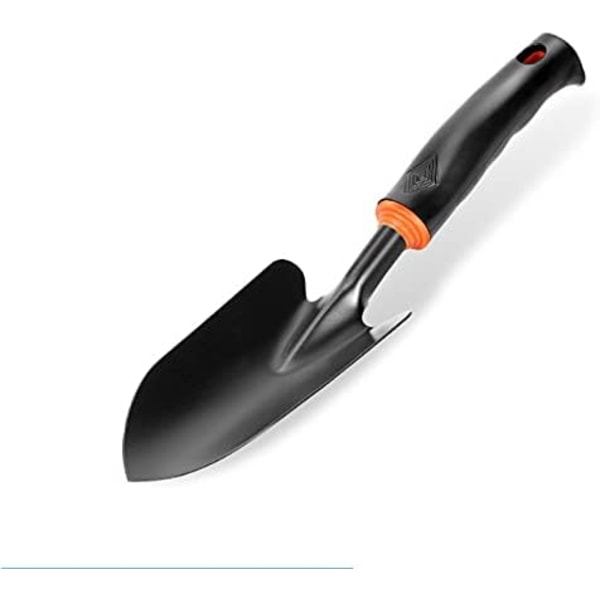 Trädgårdsspade med måttmarkering, rostfri spade med 65 manganstålblad, ergonomiskt utformat gummerat handtag för halkfritt grepp