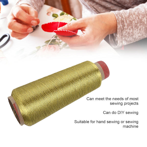 Sytråd slitstarkt hushållspolyestergarn för DIY-broderimaskinprojekt (guld)