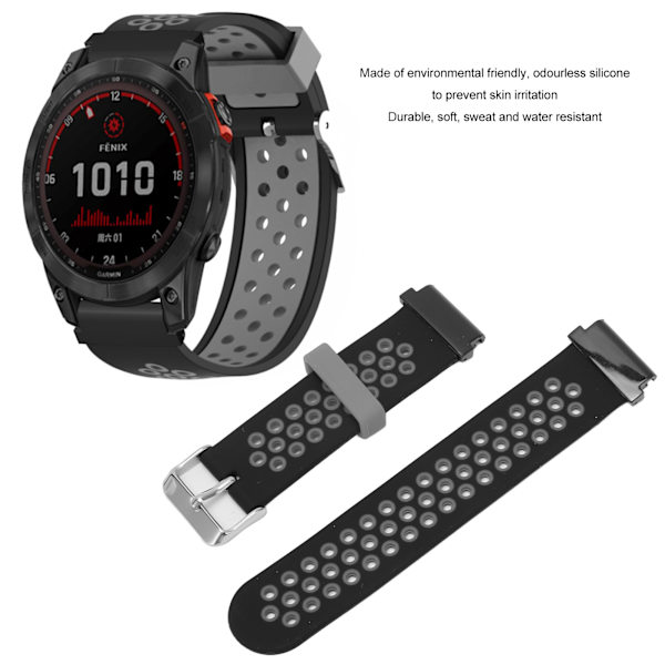 Klockarmband i silikon med snabbkoppling, justerbart sportklockarmband, ersättning för Amazfit Falcon 22 mm, svart grå