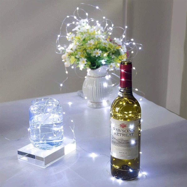 Batteridrivna Mini String Lights (ingår), IP65 Vattentät, Cool White, 2M Silver Wire 20 LEDs, Mini LED String Lights, Julbord Bröllop