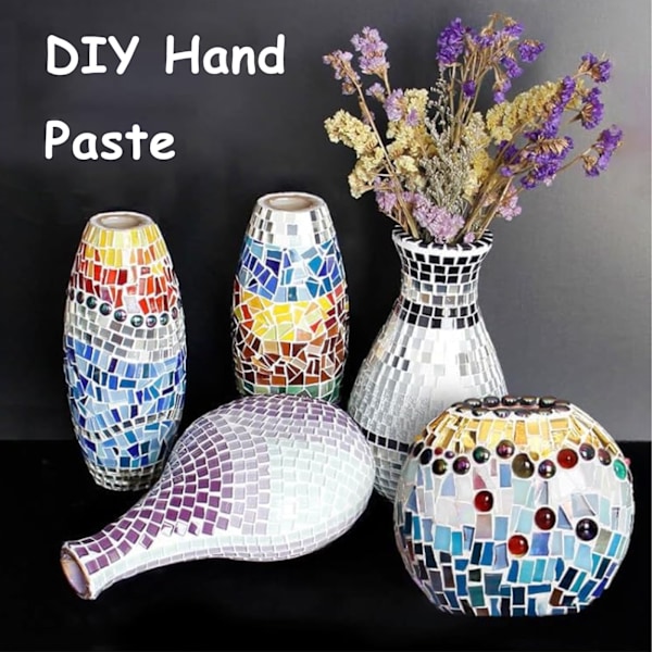 Om vikten av 1 kg mosaikfragment oregelbundet formade handgjorda hörnbitar glas blandade färgpartiklar