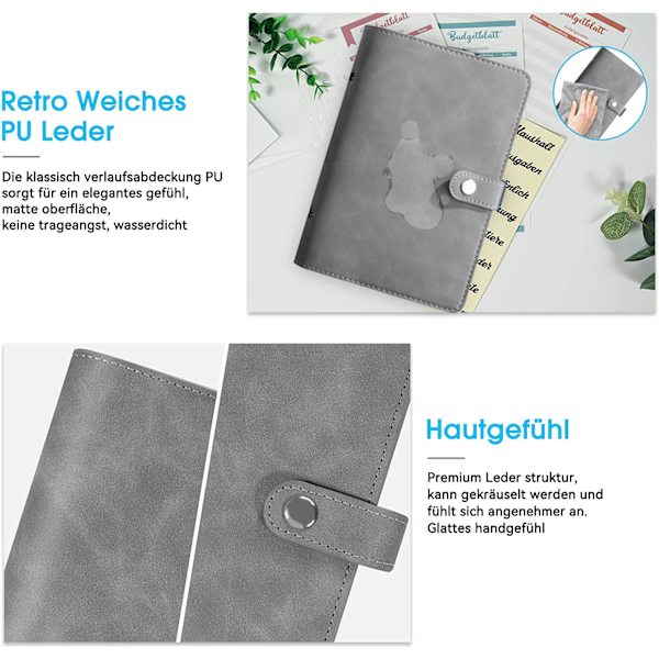A6 Binder Läder Anteckningsbok-YMX-003-Ljusgrå
