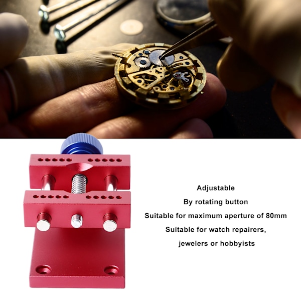 Justerbar Klockfodralhållare Professionell Aluminiumlegering Justerbar Metall Klockfodralhållare Reparationsverktyg Röd