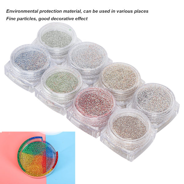 8 lådor glitter färgglada plast glänsande dekoration tillbehör mögeltillverkning hantverk DIY-material