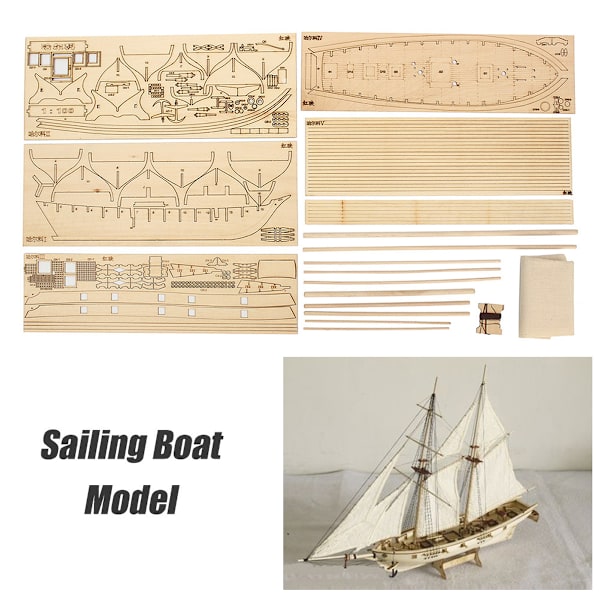1 Set Montering Byggsatser Skeppsmodell Trä Segelbåt Leksaker Segelmodell Monterad Trä Sats Trä Hantverk