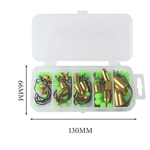 T0047 95st Vevkrok Vikter Sänken Plastpärlor Fiske Tillbehör Låda Verktyg Kit
