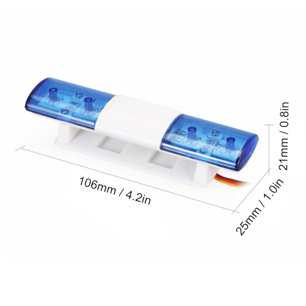 RC LED Polis Ljus Enkel Simuleringsdesign 4 Lägen RC Polis Blinkande Lampa LED Varningsljus för 1/8 1/10 RC Bilar Blå
