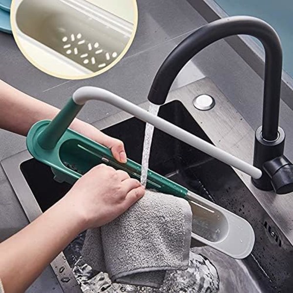 Teleskopisk diskbänk avloppshylla avloppskorg tyg plast ytbehandling ställbar avloppshylla hopfällbar diskavrinning