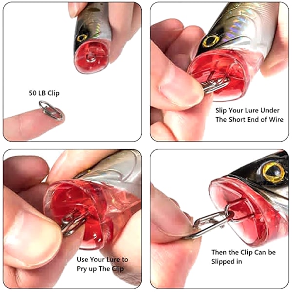100 st fiske Power Clips Länk Rostfritt Stål Snabbväxlingshastighet Clips Connector L