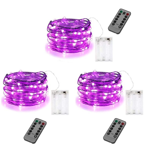 3-pack batteridrivna Fairy Light Strings med fjärrkontroll,