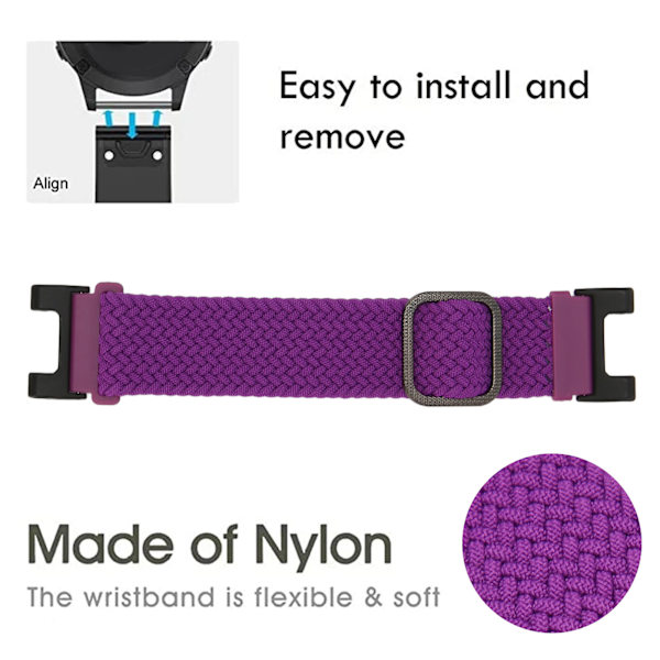 Smartwatch Justerbar Nylon Flätad Band Sport Andas Rem Armband Rem för Amazfit T Rex Dragon Fruit Färg
