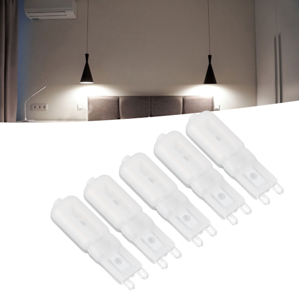 5 st G9 LED-lampa Ljusstyrka Dimbar Hög Färgåtergivning Vit Skal 22 LED-lampor för Landskapsbelysning AC 220V Vitt Ljus
