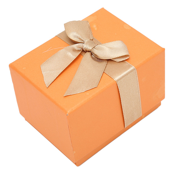 Klockförvaringslåda med rosett, klockfodral, presentask för klockor till jul, årsdag, födelsedag, orange