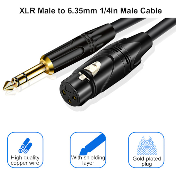 JORINDO XLR-hane till 1/4 tum 6,35 mm hane Jack-kabel Balanserad signalkabel Mikrofonledning JD6005‑2m / 6,6 fot