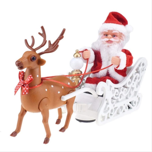 Santa Doll Älg Släde Toy Universal Elbil med Musik Barn Barn Jul elektrisk leksaksdocka